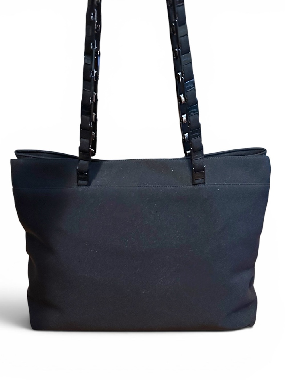 Salvatore Ferragamo Black Nylon Tote with Gancini Link Strap